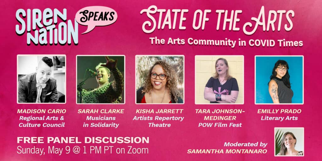 Header image for event page, Siren Nation Speaks: The State of the Arts in Covid Times